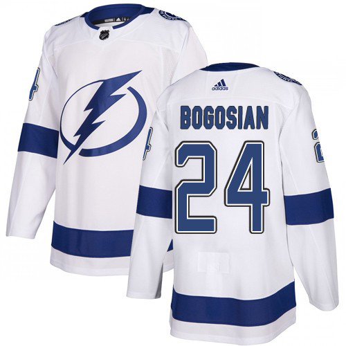 Adidas Tampa Bay Lightning #24 Zach Bogosian White Road Authentic Youth Stitched NHL Jersey